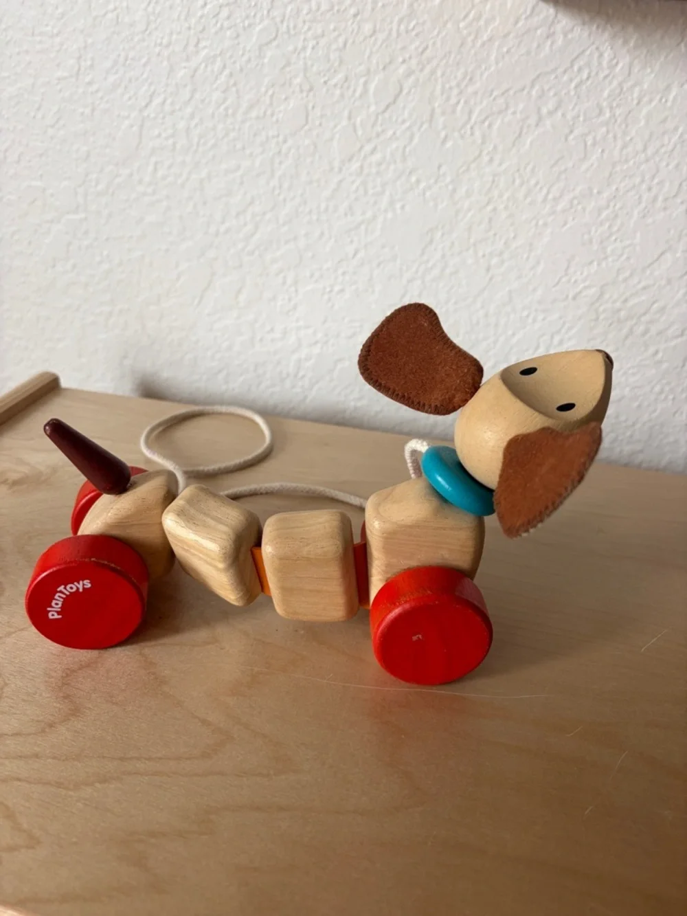 PlanToys Wooden Pull-Along Puppy Dog Toy